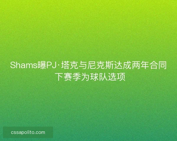Shams曝PJ·塔克与尼克斯达成两年合同 下赛季为球队选项 Shams曝PJ·塔克与尼克斯达成两年合同 下赛季为球队选项