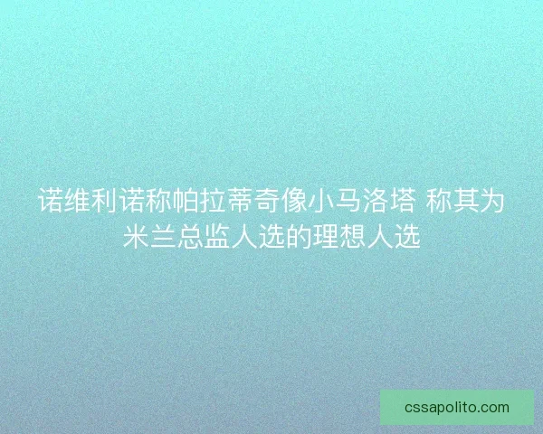 诺维利诺称帕拉蒂奇像小马洛塔 称其为米兰总监人选的理想人选
